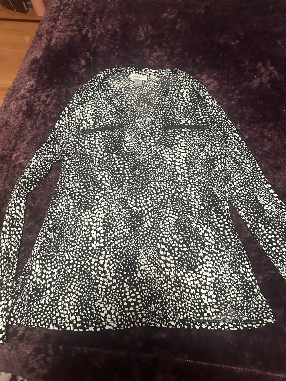 Jaclyn Smith Black and White Printed Long Sleeve Jacket